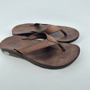 Chaco Flip Flop Sandals Brown Leather Women Size EU 40 US 9 Coastal Beach Resort